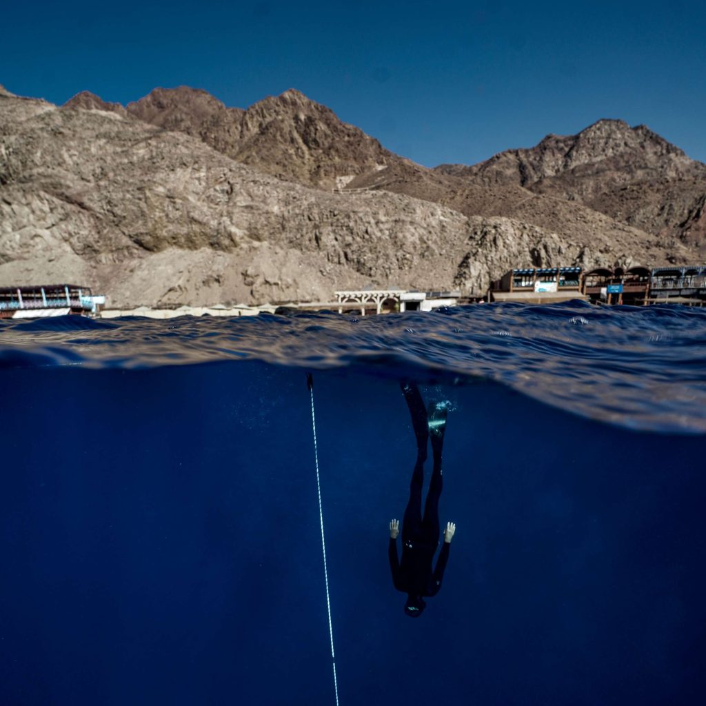 Freediving training session in Blue Hole, Dahab.