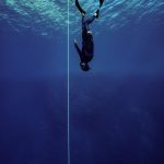 Picture of a freediving athlete strating is dive in Blue Hole, Dahab.