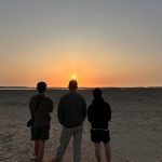 Three peoples at Ras Mohammed national park, Egypte.